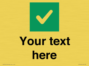 Custom plain background, green square with tick sign